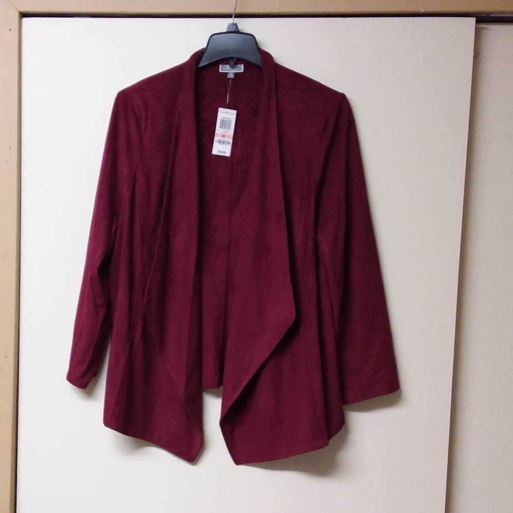 Burgundy JM Collection Microsuede Jacket, 2X, NWT